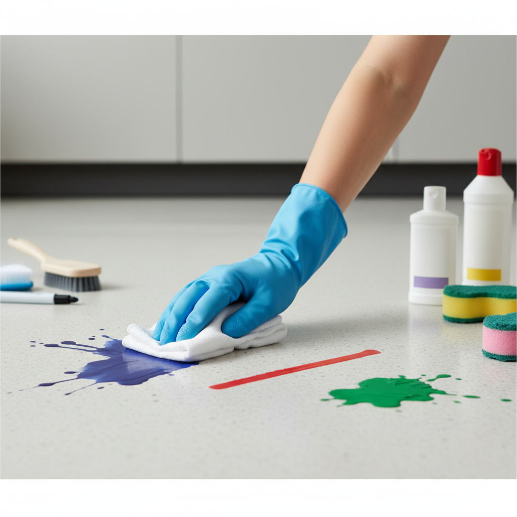 Видалення чорнила, маркера та фарби — иллюстрация к статье «Як прибрати плями з лінолеуму»