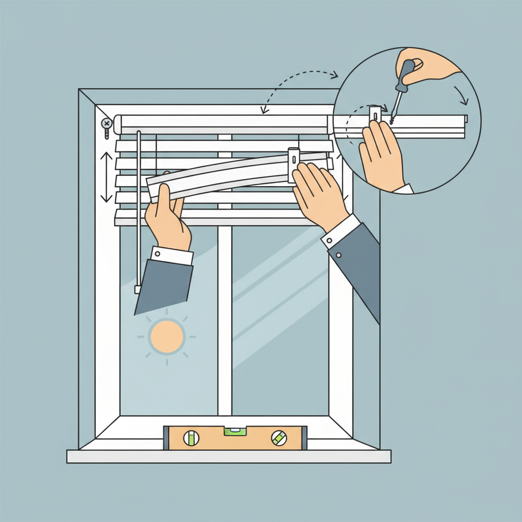 Встановлення горизонтальних жалюзі — иллюстрация к статье «Як правильно встановити жалюзі»