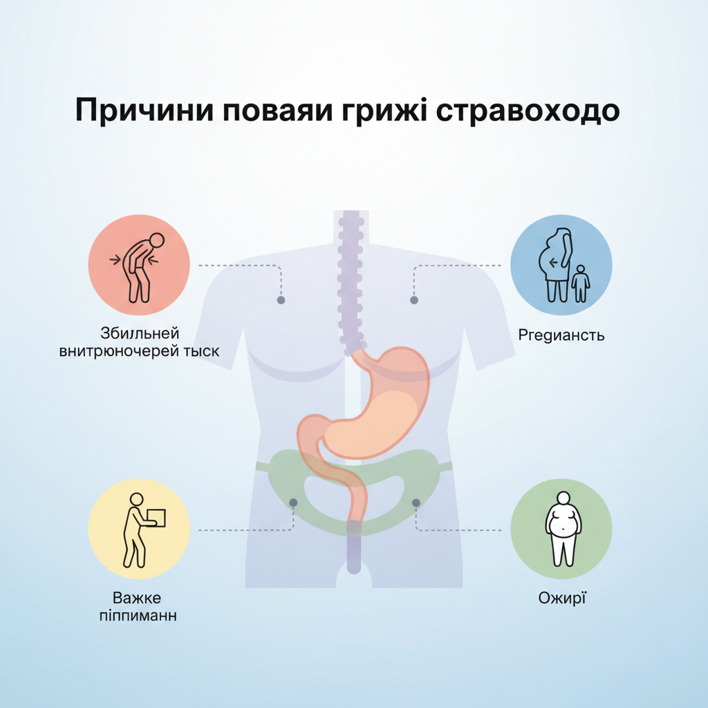 Причини появи грижі стравоходу — иллюстрация к статье «грижа стравоходу симптоми»