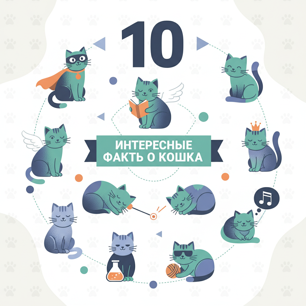 Топ 10 интересных фактов о кошках — иллюстрация к статье «интересные факты о кошках топ 10»