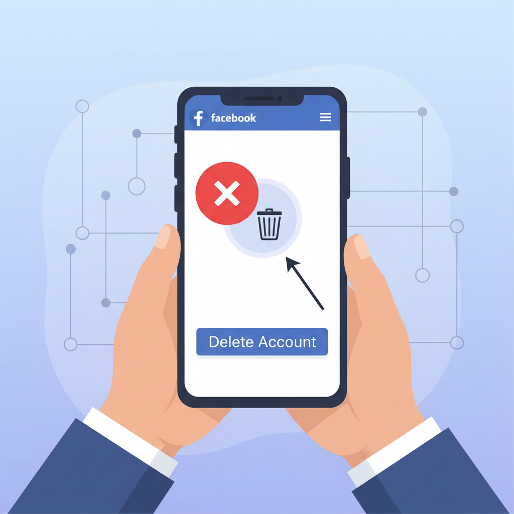 Удаление аккаунта Facebook через приложение на телефоне — иллюстрация к статье «как удалить аккаунт фейсбук»