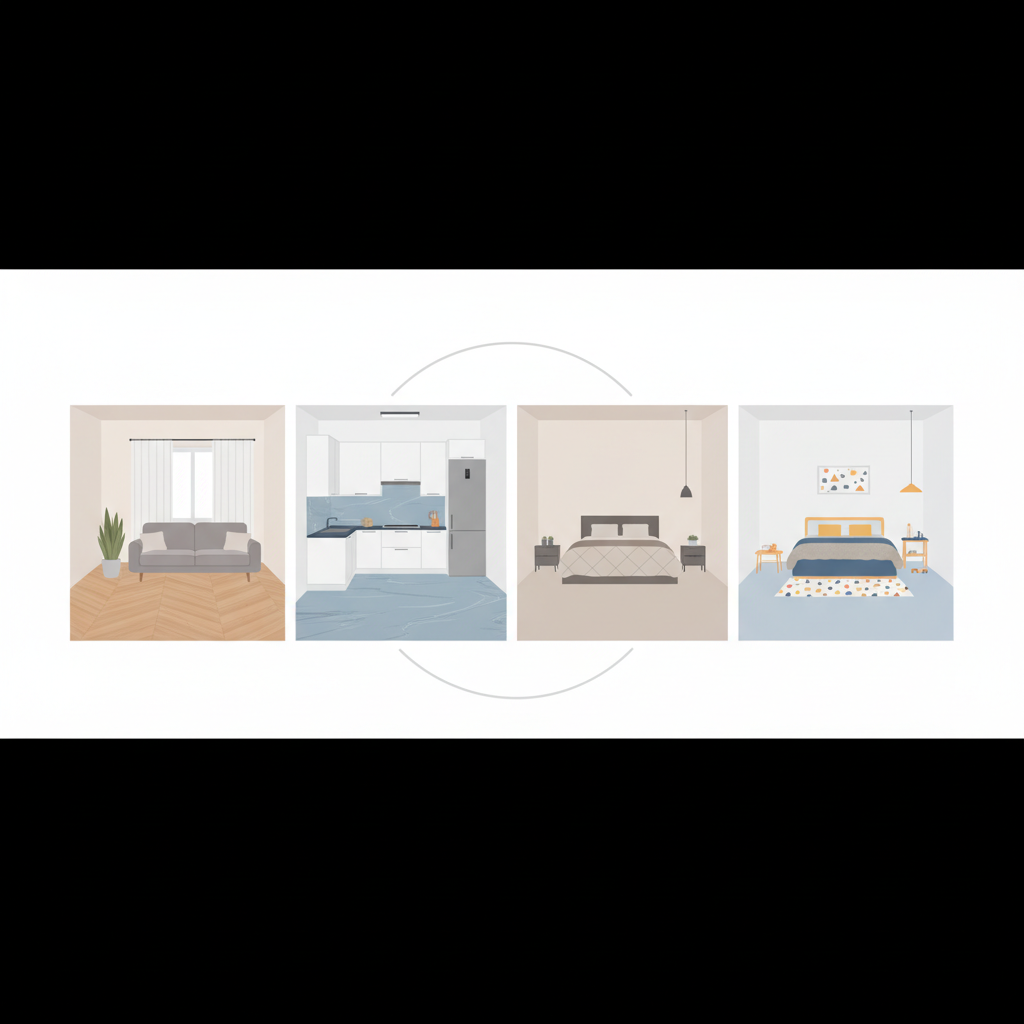 Вибір кольору для різних кімнат — иллюстрация к статье «Як правильно вибрати колір лінолеуму»