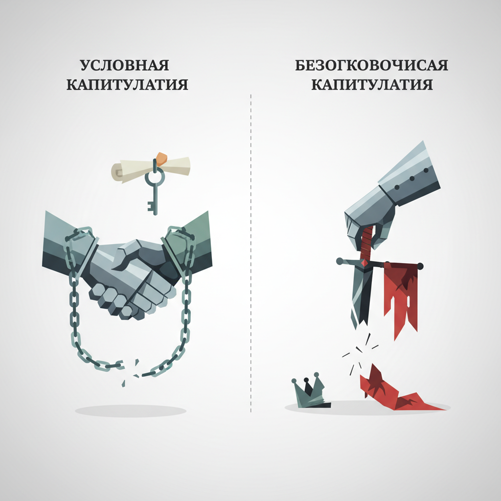 Виды капитуляции: условная и безоговорочная — иллюстрация к статье «капитуляция это»