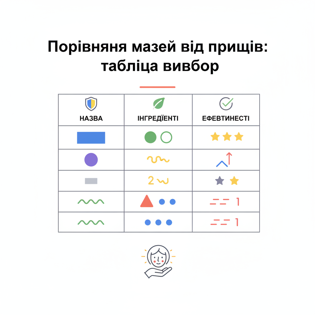 Порівняння мазей від прищів: таблиця вибору — иллюстрация к статье «мазь від прищів на обличчі»
