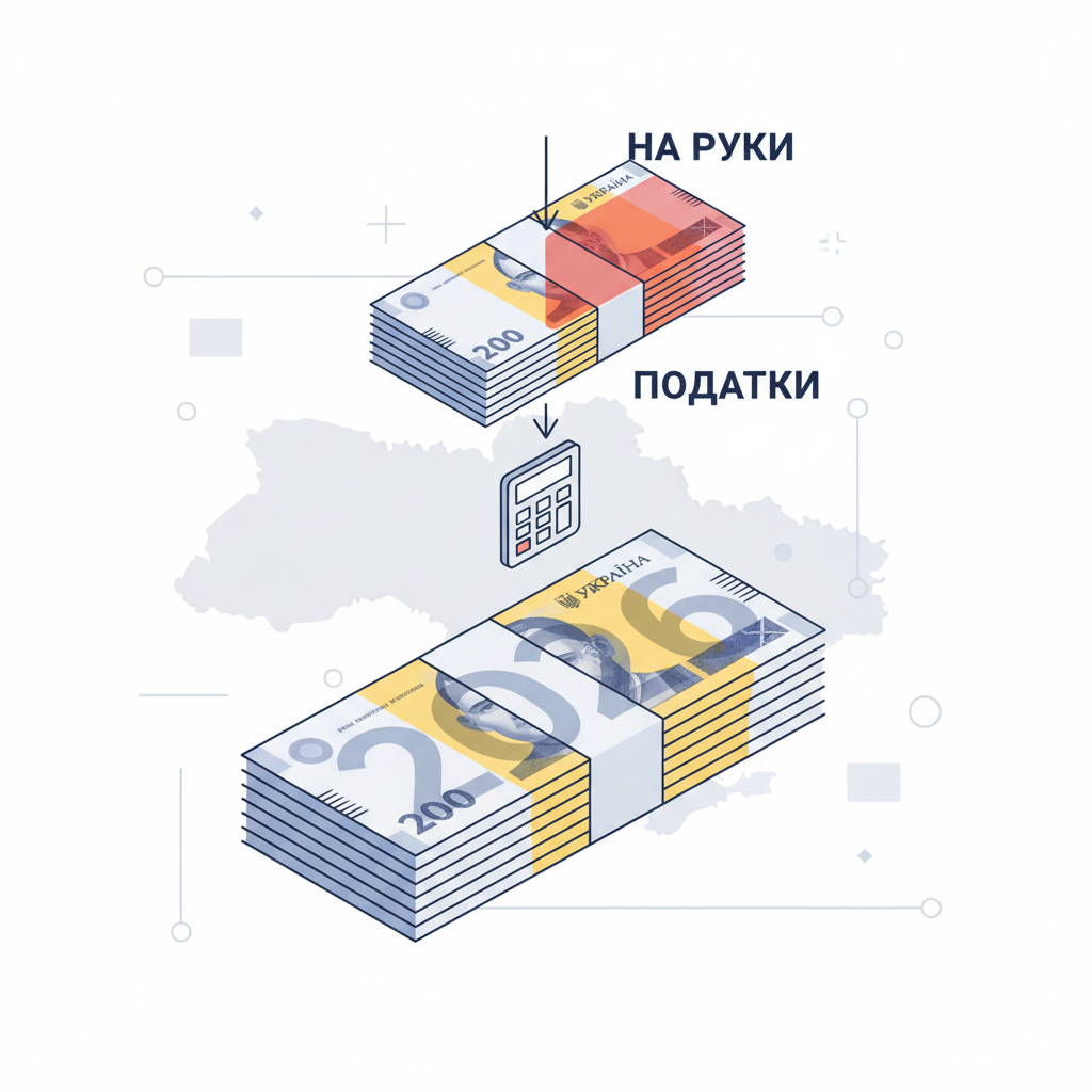 Сколько на руки после налогов: расчет минималки в 2026 — иллюстрация к статье «минимальная зарплата в украине 2026»