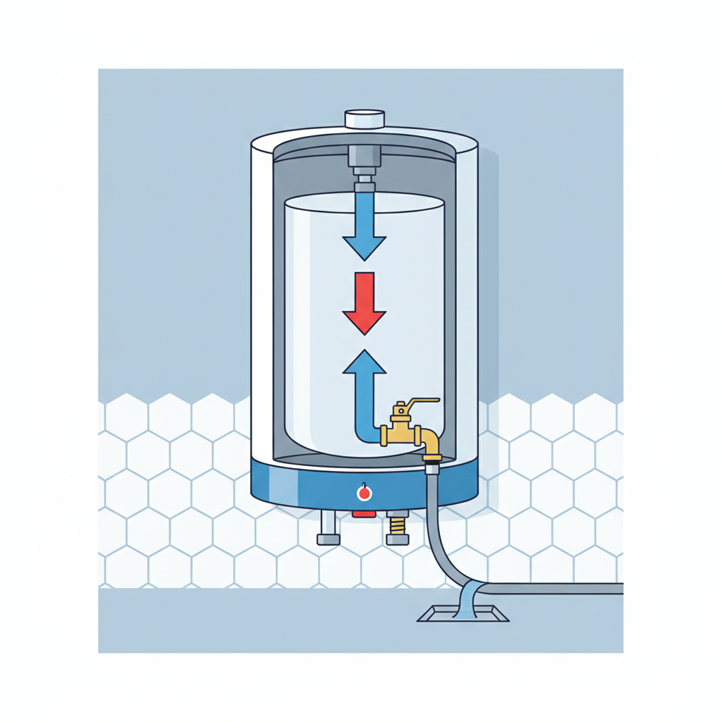 Спосіб 1: Злив через запобіжний клапан — иллюстрация к статье «Як правильно злити воду з бойлера»