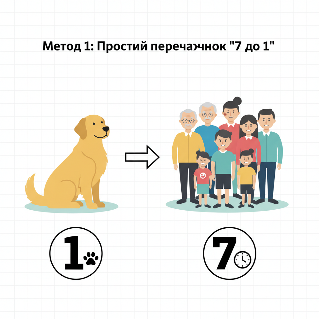Метод 1: Простий перерахунок '7 до 1' – коли він працює? — иллюстрация к статье «собачий вік на людський»