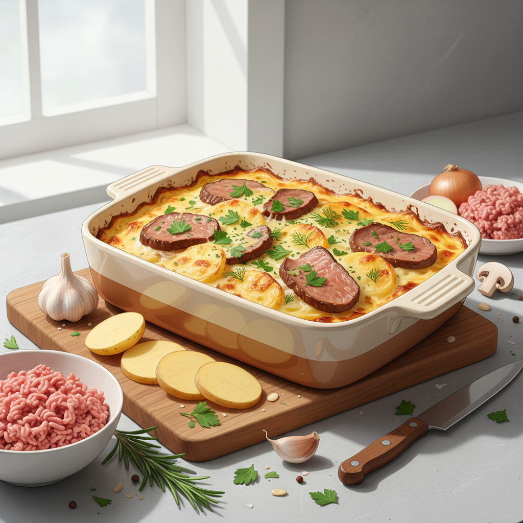 Картошка по-французски с мясом — иллюстрация к статье «картошка по французски лучшие рецепты»