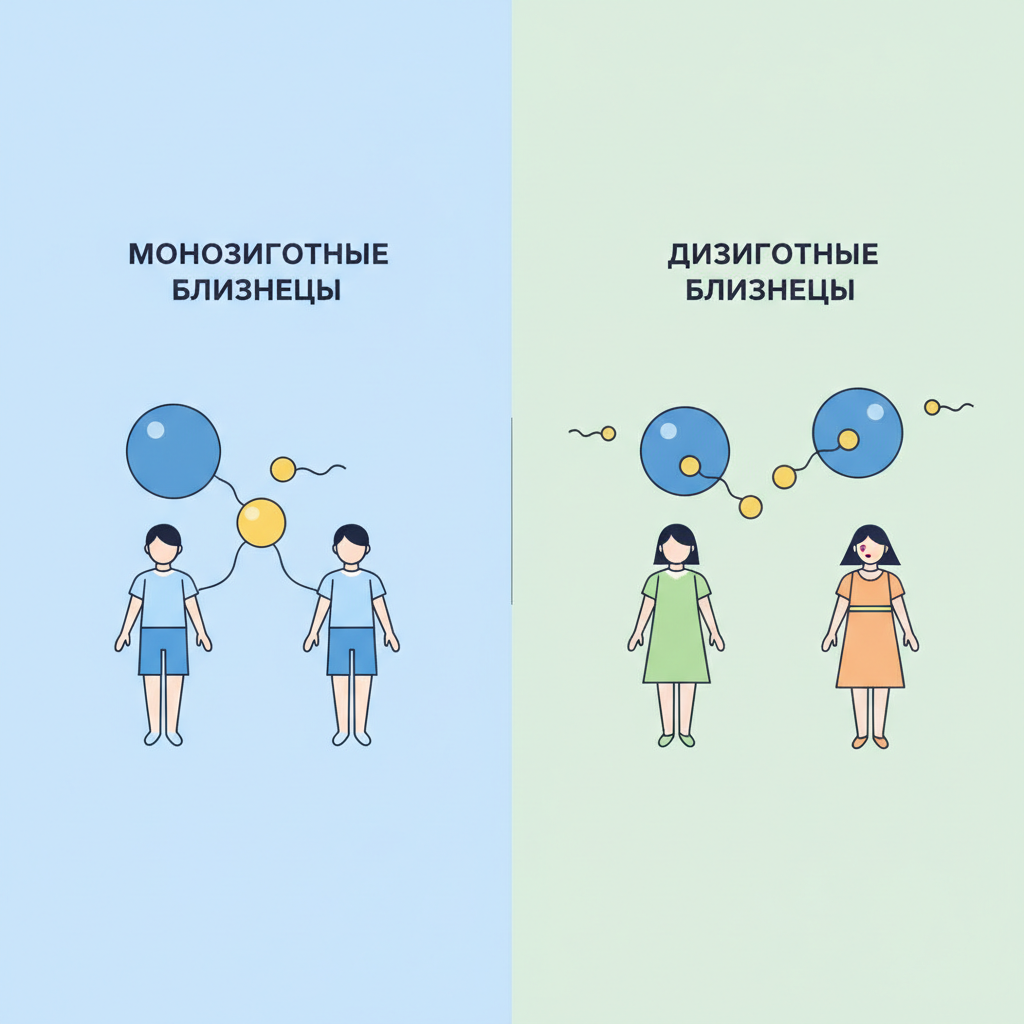 Виды двойни: монозиготные и дизиготные близнецы — иллюстрация к статье «как забеременеть двойней»
