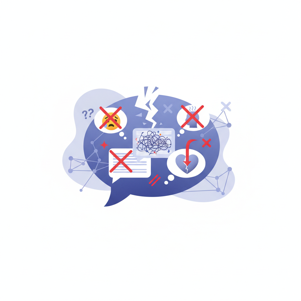 Ошибки, которых стоит избегать в переписке — иллюстрация к статье «что написать мужчине, чтобы он захотел тебя»