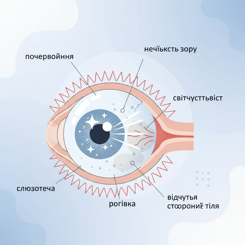 Симптоми проблем з рогівкою — иллюстрация к статье «рогівка ока»