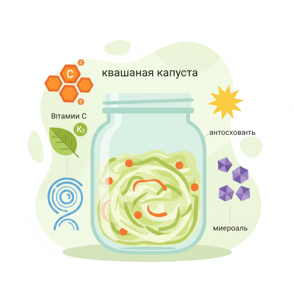 Состав квашеной капусты: витамины и вещества, которые укрепляют здоровье — иллюстрация к статье «квашеная капуста польза»