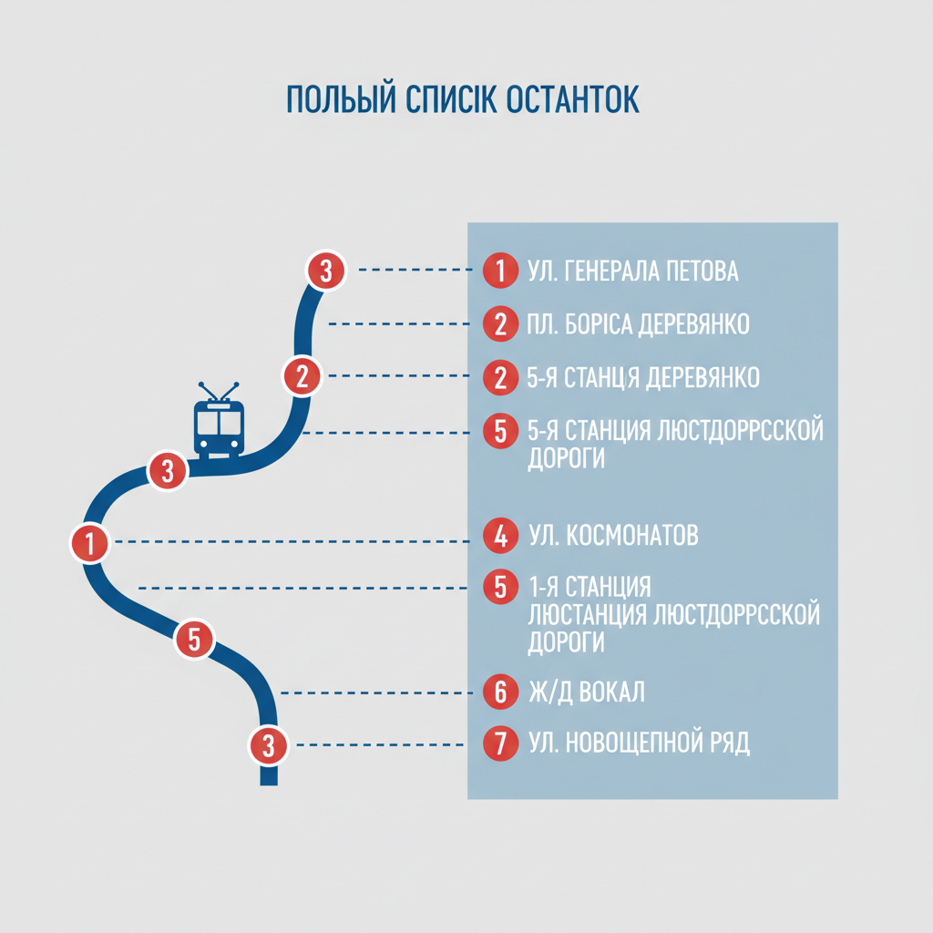 Полный список остановок — иллюстрация к статье «7 троллейбус одесса маршрут»