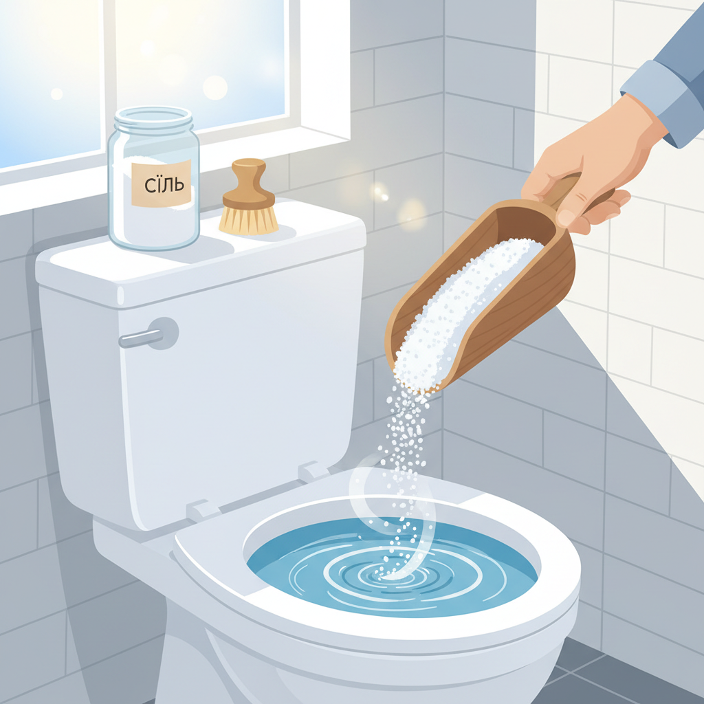 Сіль: найпростіший і найдієвіший метод — иллюстрация к статье «Як відбілити унітаз»