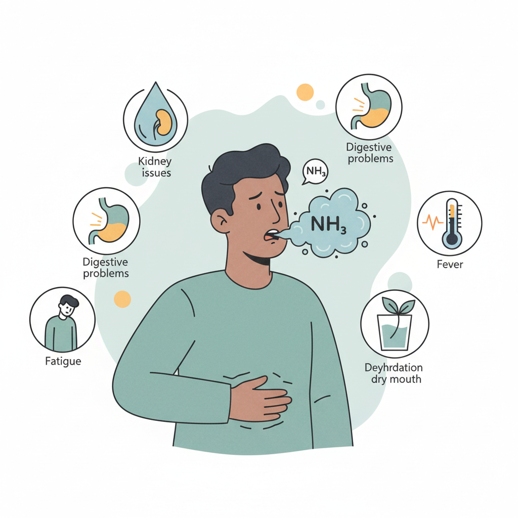 Симптоми, які супроводжують запах аміаку — иллюстрация к статье «запах аміаку з рота»