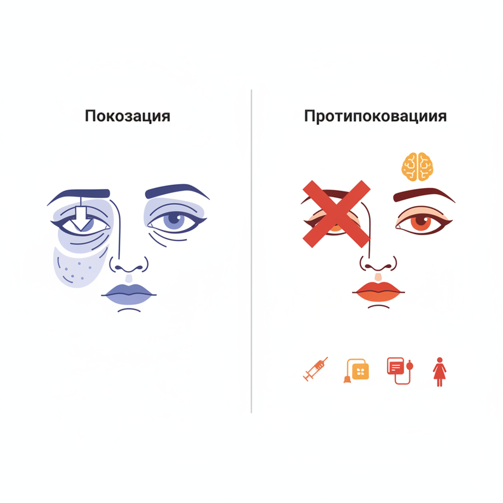 Показания и противопоказания к круговой блефаропластике — иллюстрация к статье «круговая блефаропластика»