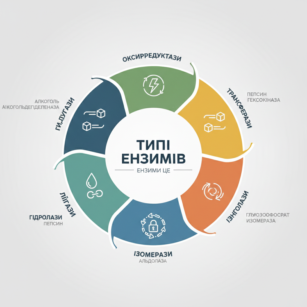 Типи ензимів та їх приклади — иллюстрация к статье «ензими це»