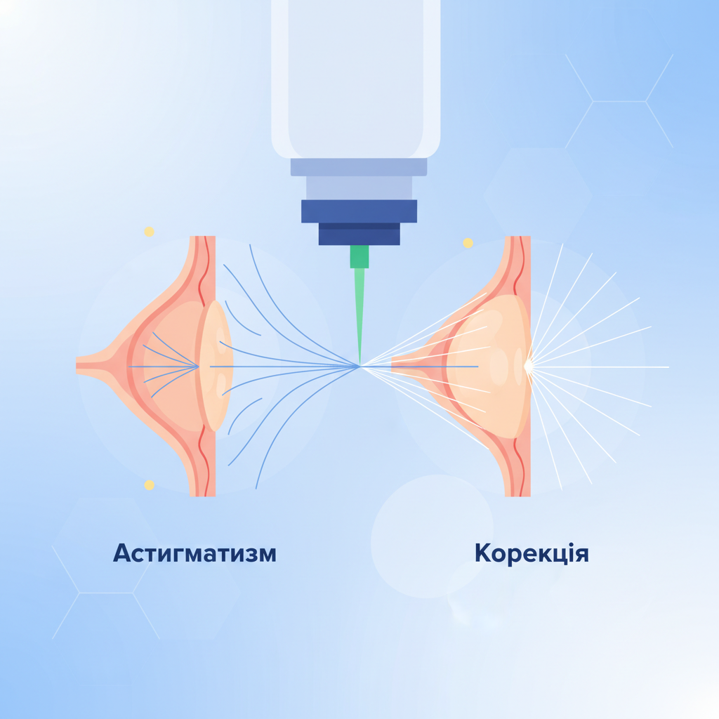 Як працює лазерна корекція при астигматизмі — иллюстрация к статье «лазерна корекція зору при астигматизмі»