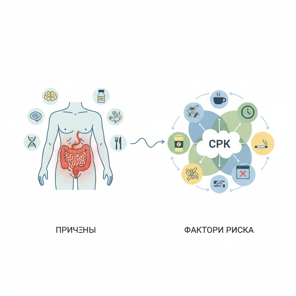 Причины и факторы риска СРК — иллюстрация к статье «синдром раздраженного кишечника симптомы»