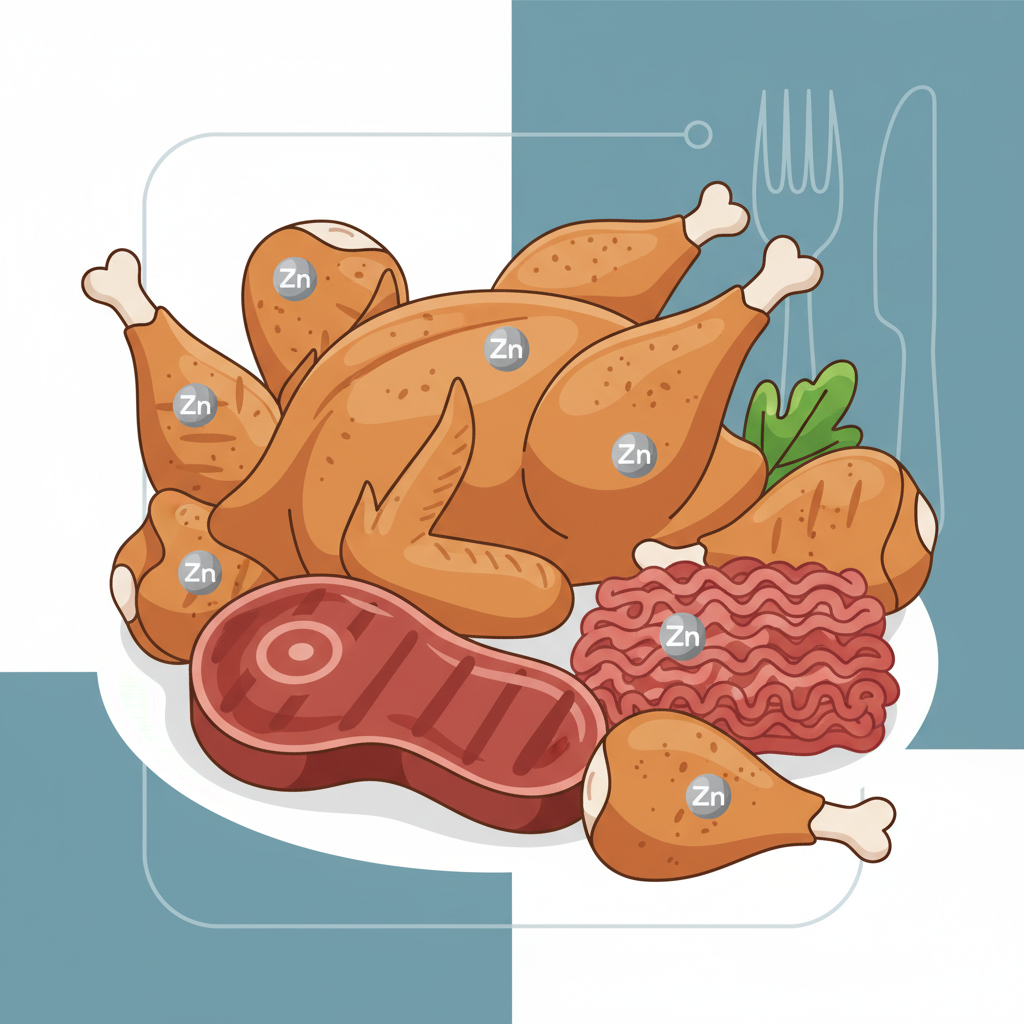 М'ясо та птиця як доступна альтернатива — иллюстрация к статье «в яких продуктах є цинк»