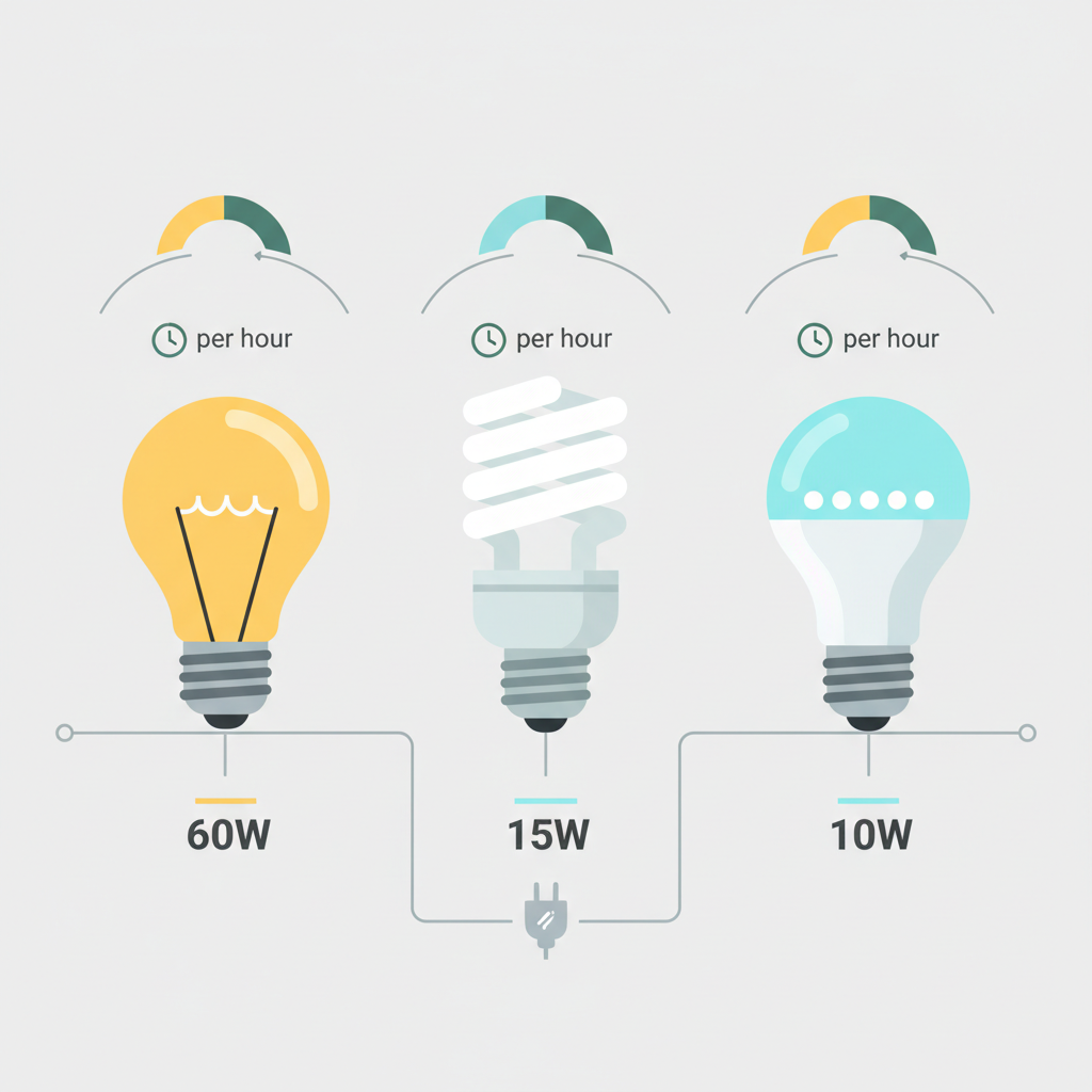 Споживання різних типів ламп — иллюстрация к статье «Скільки споживає лампочка на годину»