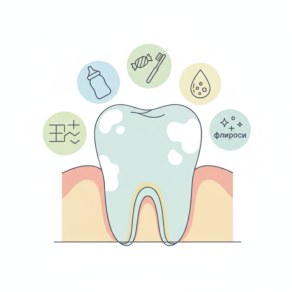 Чому з'являються білі плями на зубах у дитини? — иллюстрация к статье «білі плями на зубах у дитини»