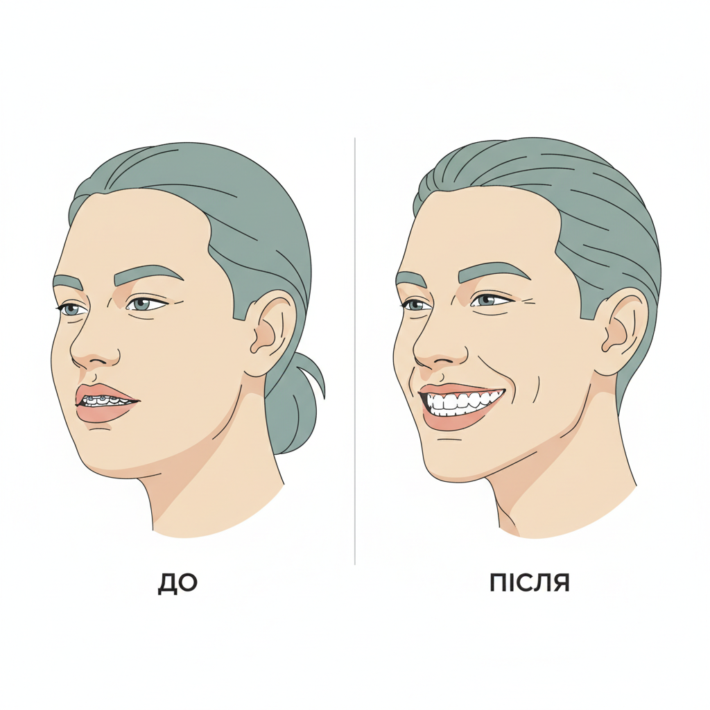 Фото до і після: реальні приклади змін — иллюстрация к статье «як змінюється обличчя після брекетів»