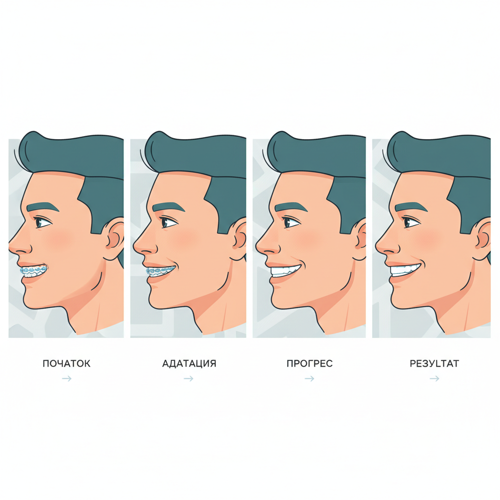 Етапи змін обличчя під час носіння брекетів — иллюстрация к статье «як змінюється обличчя після брекетів»