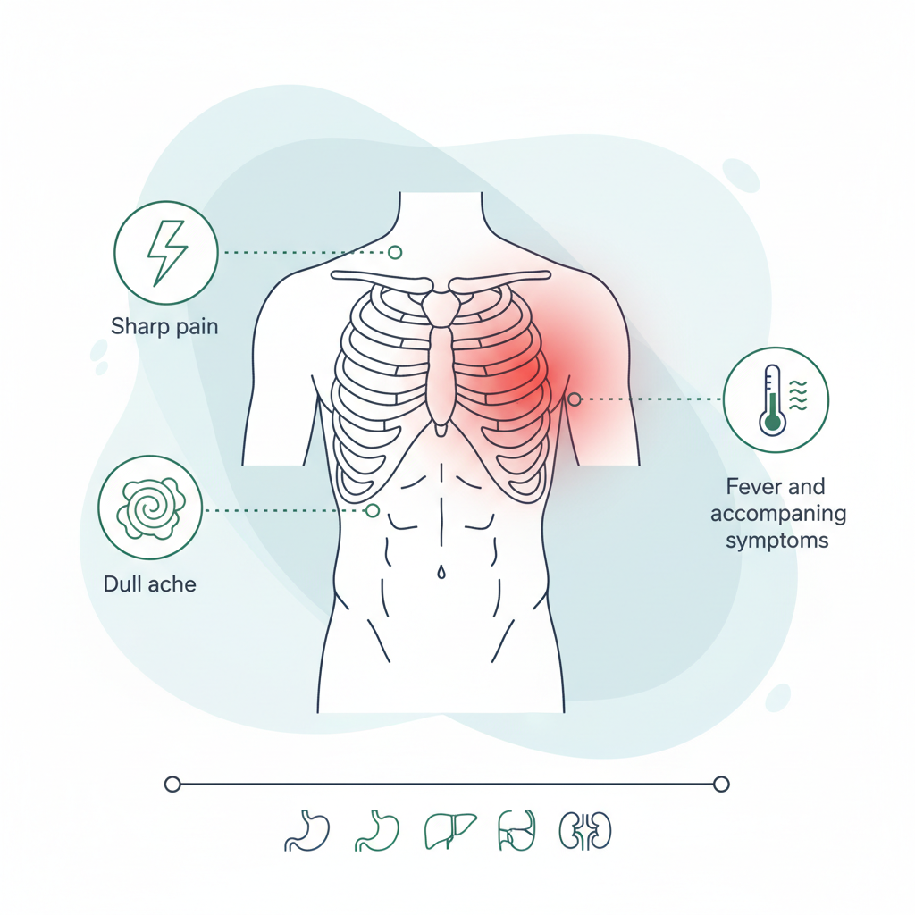 Типы боли и сопутствующие симптомы — иллюстрация к статье «боль в правом боку под ребрами»