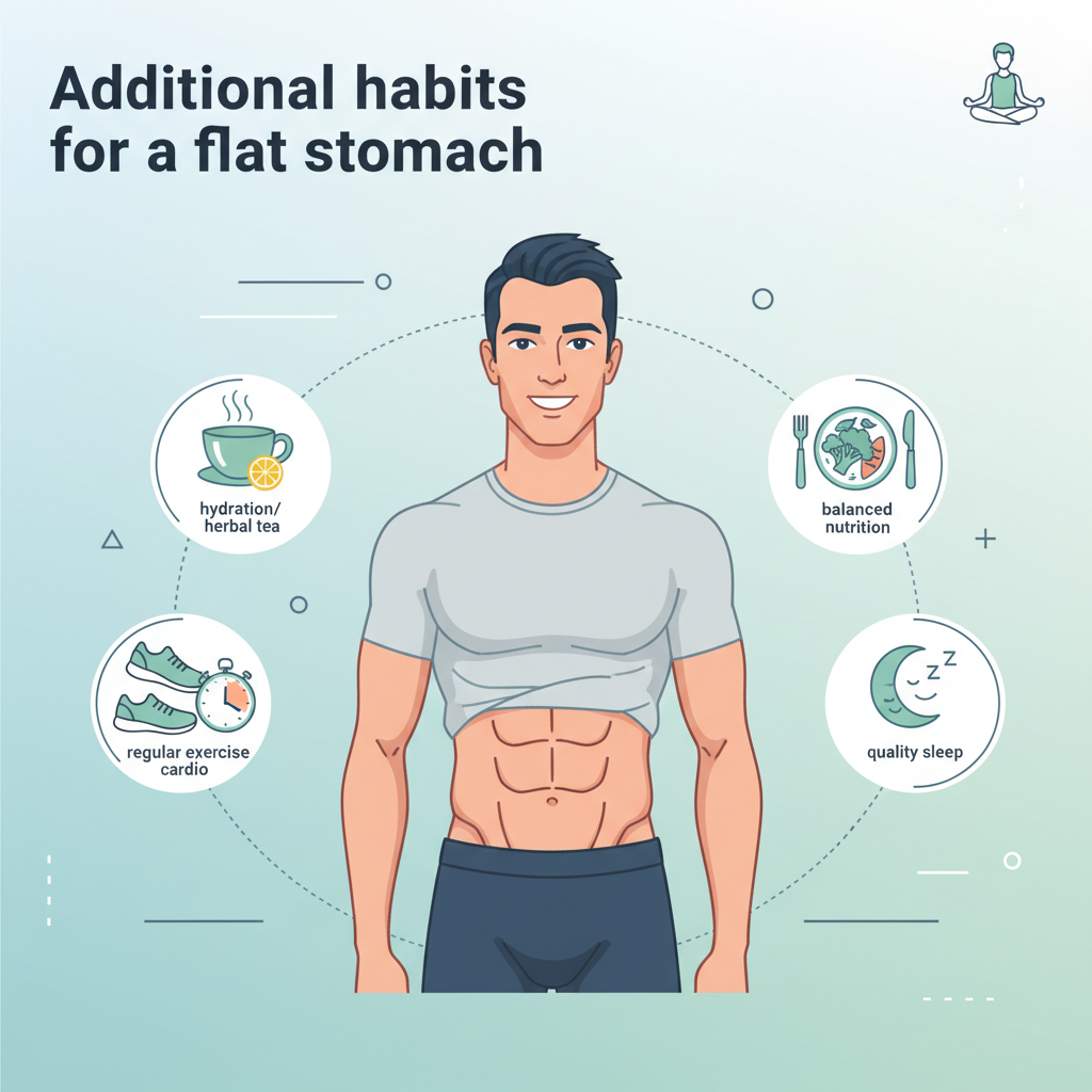 Дополнительные привычки для плоского живота — иллюстрация к статье «как убрать живот мужчине»