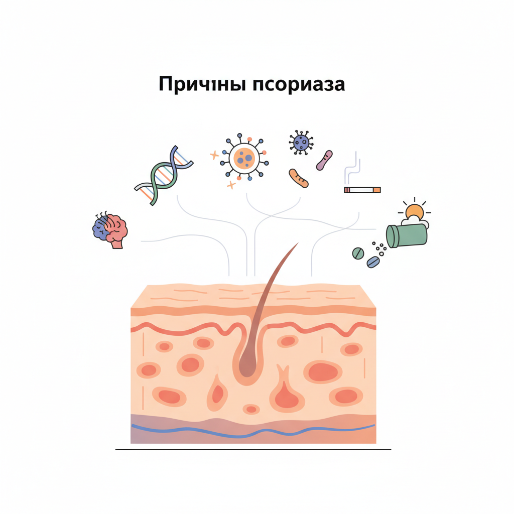 Причины псориаза — иллюстрация к статье «что такое псориаз»